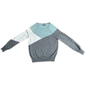 Prana Merino Wool Cotton Women's S Color Block Crewneck Sweater Long Sleeve